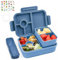 Bugucat Brotdose Kinder mit Fächern 1300ML 3PCS, Lunchbox Kinder Auslaufsicher mit 4 Fächern, Bento Box Lunch Box mit Fächern für Erwachsene, Frühstücksbox Vesperdose für Jungen&Mädchen Dunkelblau