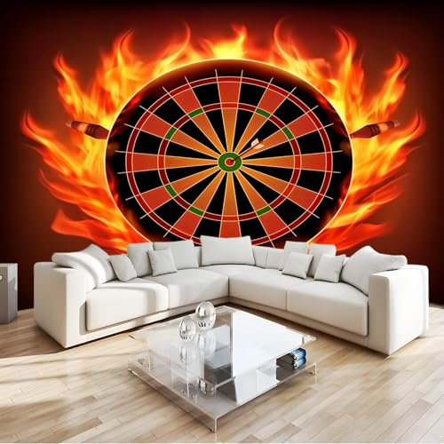 Fototapete Flammenhintergrund Dart-Vorlage Modern Wohnzimmer Schlafzimmer Vliestapete UV-Beständig Montagefertig 300 x 210 cm3d Effekt Wand Dekoration Grün
