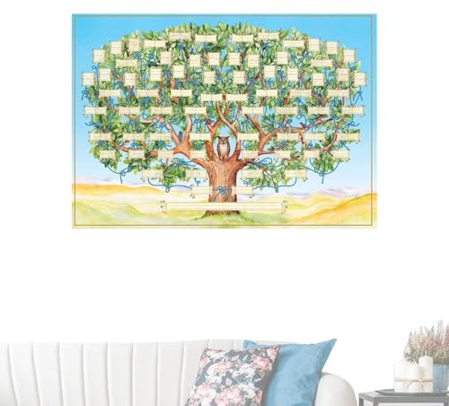 Leere Stammbaumdiagramme,Ausfüllbare Ahnentafel-Poster zur Familiengeschichte - Stammbaum-Bild, Familiengeschichte, Fototuch, zum Selbermachen für Wohnzimmer und Schlafzimmer