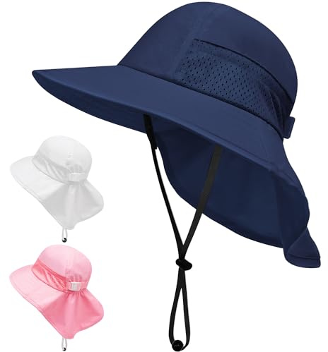 JinBei Sombrero de Sol para Niña Niño Azul Marino UPF 50+ Verano, 2-6 Años