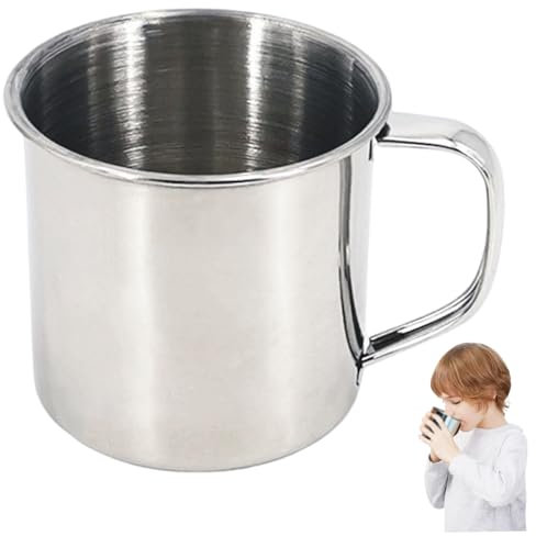 Heidouse Stainless Steel Coffee Mug, 250ml Stainless Steel Mug with Handle, Metal Coffee Cups for Camping Hiking RV Office School Gift