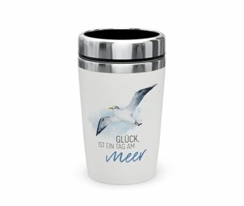 La Vida Edelstahl Thermo Becher to go 240 ml -Glück, ist ein Tag am Meer - 13,5x8,4cm