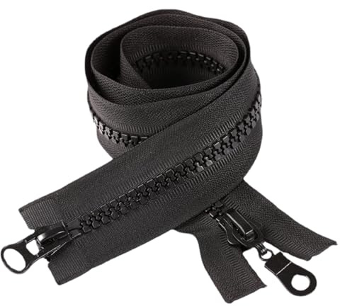 AEKZOX 3 Pezzi Lunga Cerniera Lampo a Spirale, #8 Cerniera Zip, per Giacche, Borse, Biancheria da Letto (70 cm) (Nero)