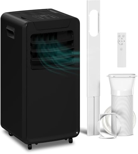 HOMCOM Portable Air Conditioner 10000 BTU 4-in-1 30m² Black | Air Conditioning Unit, Dehumidifier, Cooling, Fan, Sleep Mode, LED Display, 2 Speeds, 24H Timer, Window Venting Kit