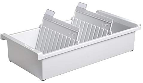 HAN Karteitrog DIN A6 quer, modernes Design für 1.300 Karteikarten, inklusive 2 Stützplatten mit Sichtreitern, 956-0-11, lichtgrau