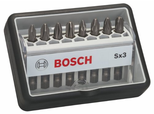 Bosch Professional 8tlg. Schrauberbit-Set Extra Hart für Phillips- und Pozidriv-Kreuzschlitzschrauben, 2607002558