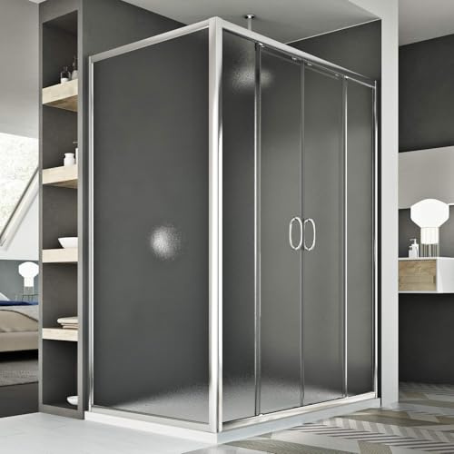 Idralite Replay Duo 2 Türen Duschkabine 170x75 cm H185 Strukturglas