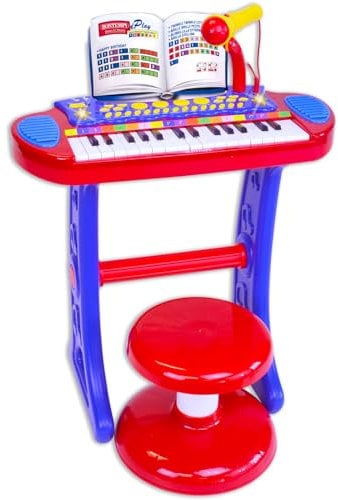Bontempi- MiniMaestro-Tastiera Giocattolo Elettronica a 31 Tasti con Microfono e Accessori, 450x430x610 mm, Colore Rosso, 13 3240