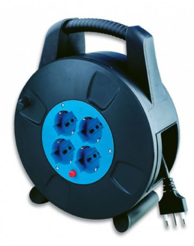 PROLUNGA con AVVOLGICAVO 10 Metri Spina 16A 4 Prese 10/16A+SCHUKO Cavo 3x1,5mq Max 2500W