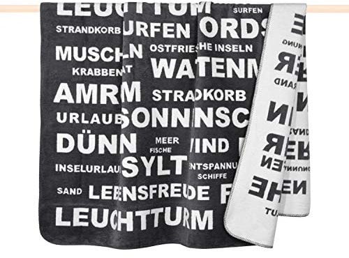 Pad - Decke - Wohndecke - Kuscheldecke - Typo - Grau - Nordsee - 150 x 200 cm