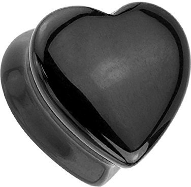 Paula & Fritz® Plug mit Sattelverschluss aus Naturstein schwarzer Onix Form He...