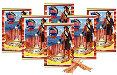 Pazifischer Kabeljau - Pikant (6x36g Pack) - Fisch Jerky I High Protein I Snacks I Trockenfisch Omega 3 I Beef Jerky, Trockenfleisch & Chips Alternative Keto