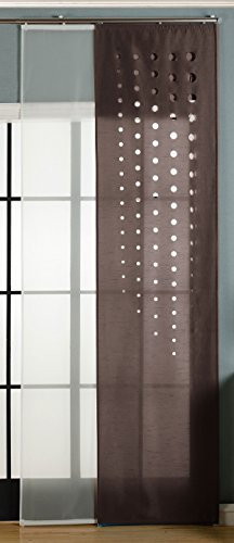 Gardinenbox 2er-Pack Schiebegardine Flächenvorhang Toledo Lasercut Wildseide Optik Voile, Braun, 245x60 cm (HxB) inkl. Paneelwagen und Beschwerungsstangen, 165660