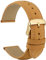 WOCCI 20mm Vintage Leder Uhrenarmband für Herren und Damen, Schließe Gold (Hellbraun)