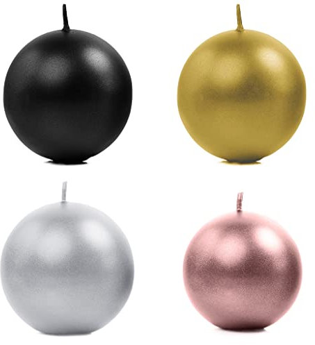 Kugelkerze, metallic, gold, Durchmesser 8 cm, Brenndauer ca. 20 Stunden, Verpackung: 1 Packung enthält 6Stück. Art.Nr.:SKUMET80-019-OP