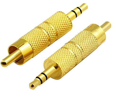 zdyCGTime vergoldeter 3-poliger 3,5mm zu RCA-Audio Adapter,Metall-RCA Männlich auf 3,5mm Männlich TRS-Stereostecker,für RCA-Kopfhöreradapterkabel.(2 Stück)