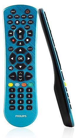 Philips Universal Remote Control, Universal TV Remote Replacement, Samsung TV Remote Control Universal, for Roku Remote Replacement, Vizio, LG, Sony, Apple TV, Smart TVs, 6 Device, Blue, SRP6249B/27