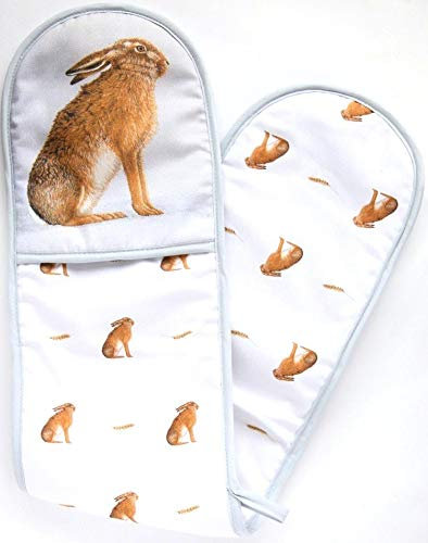 Robert E Fuller Hare Double Oven Glove | Heavy Cotton with Superior Wadding and Hanging Loop british wildlife artist