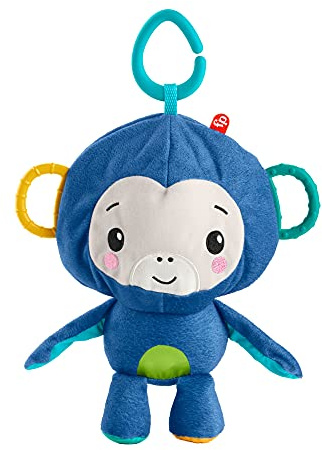 Fisher-Price GRR32-2-in-1 Kuscheläffchen, Plüschspielzeug zum Mitnehmen, Babyspielzeug mit Beißhilfe, Babyspielzeug ab der Geburt