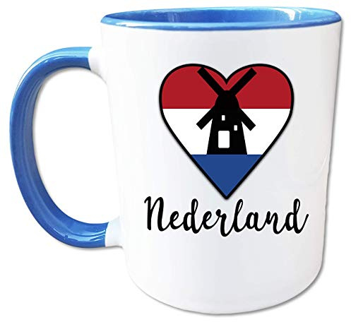 Holland Tasse, I love Holland Geschenk, Niederländische Flagge, Windmühle, Niederlande Geschenkidee, Nederland Kaffeebecher