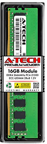 A-Tech 16GB RAM Replacement for Synology D4EC-2666-16G & D4EU01-16G | DDR4 2666 MHz PC4-21300 ECC UDIMM Unbuffered DIMM Memory Compatible for NAS & SAN Servers