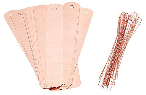 Otzoan - Etichette da giardino in rame vuote per piante e piante, 20 confezioni da 20 etichette in metallo con legami per erbe aromatiche, piante, fiori e serra (120 x 20 mm)