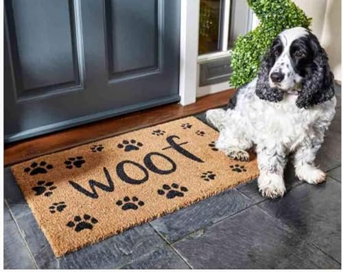 Garden Mile Decoir Doormat Door Mats Natural Look Mats Slip Resistant PVC Backing Safe Anti-Slip Indoor Outdoor Use (Woof)