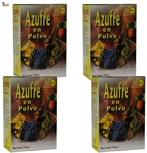 BricoLoco Azufre en Polvo espolvoreo. Anti oídio Plantas. Abono, Fertilizante, fungicida acaricida contra Hongos en Vid, Olivo, cítricos, hortalizas, Rosales y Ornamentales. 750 Gramos. (4)