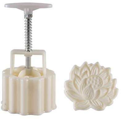 2pcs 3D Mooncake Form, 3D Blumen Hand Druck Fondant Dessert Mond Kuchenform Mit Briefmarken Für DIY Backen Zubehör (Weiß)