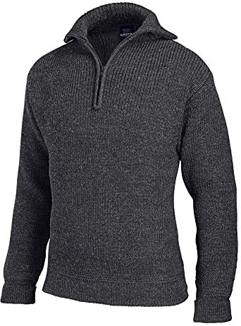 tomBrook Herren Troyer Korvettenkapitän - Seemannspullover Herren Pullover mit Reißverschluss Wolle Pullover Männer aus 100% Schurwolle in Anthrazit Größe 46