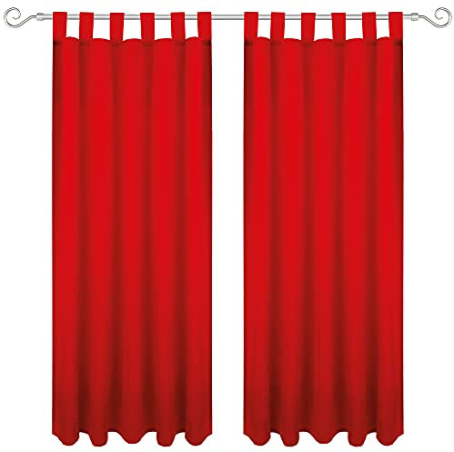 Bestgoodies Gardine mit Schlaufen 140x225 cm (Breite x Länge) in Rot, blickdichter Vorhang, Schlaufenvorhang in vielen Variationen