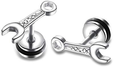 Chereda Creativity Ohrstecker aus Edelstahl im Punk-Stil für Herren und Jungen, Edelstahl