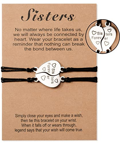 VU100 Schwester Armband Für 2 Freundschaft Passende Herz Armbänder Geschenk für Beste Freundin Teen Mädchen Schwestern Frauen