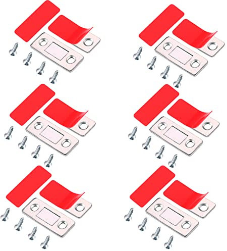 6 Pièces Aimant Porte Placard Loquet Magnétique Coller Ultra-Mince Loqueteaux Puissant Magnétiques Meuble Aimanté Aimants Fermeture avec Adhésif et Vis pour Porte Coulissante Tiroirs Fenêtre Armoire