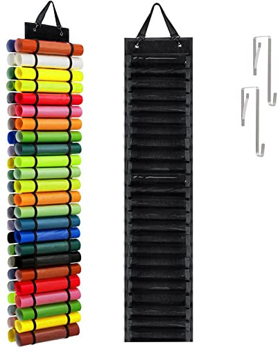 DecroXmas Vinyl-Rollen-Aufbewahrungs-Organizer Vinyl mit 48 Fächern Halter Wandhalterung Vinyl-Aufbewahrung für Bastelraum Schwarz