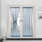 Devola Visillo de lino con aspecto de lino, cortina larga, moderna, monocolor, cortina semitransparente, cortina para puerta, cortina de ventana, cortina de cocina, cortina corta, azul, 1 unidad