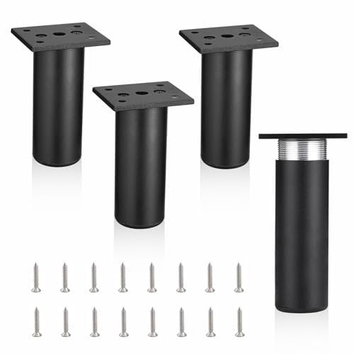 MixDora 4Pcs Adjustable Furniture Legs Black Metal Sofa feet Aluminum Alloy Couch Legs Wardrobe Foot Bed Feet Furniture Replacement Legs
