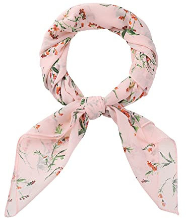 Allegra K Écharpes en mousseline de soie pour femmes - 27,6 X27,6 - Foulard carré à imprimé floral Rose clair 70x70cm/27.6x27.6 inches(LxW)