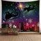 Wandtuch Aesthetic, Wandbehang Deko Hirsch Weihnachtsmann Schneeflocke und Sterne Rot Lila Blau Polyester 240X220cm