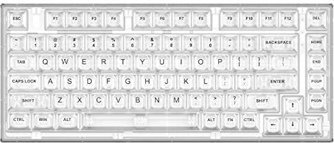 YUNZII X75 82 Key Hot Swappable Mechanical Keyboard with Transparent Keycaps, Gasket Mount 75 Keyboard, RGB Backlit Custom Gaming Keyboard for Windows/Mac (Crystal White Switch, Wired -White)