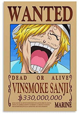 NANXIANG Anime One Piece Wanted Poster Sanji Leinwand Kunstdrucke Poster Foto Bild Malerei Poster Raumdekoration 40 x 60 cm