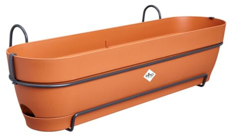 Elho Vibia Campana Trough Allin1 70 - Jardinera por Balcón - Ø 70.4 x H 17.7 cm - Marrón/Terra