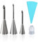 1 Set of 3 Pastry Sockets, Professional Stainless Steel Puff Cake Syringes, Cream Mouth Baking Tools, with 1 10-inch Pastry Bag, 1 Connector