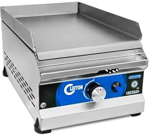 Cleiton® Plancha Industrial de Acero Inoxidable a Gas 30 cm Sobremesa Grosor de la Placa 4 mm para un Rápido Calentamiento con Termopar CE | Potencia 3 kW | Bares y Restaurantes