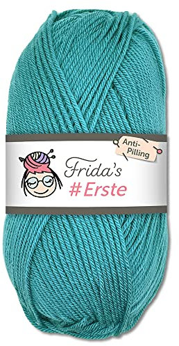 Frida's #Erste Wolle 100g Anti-Pilling (67 - Ozeanblau) fusselfreie Strick- & Häkelwolle