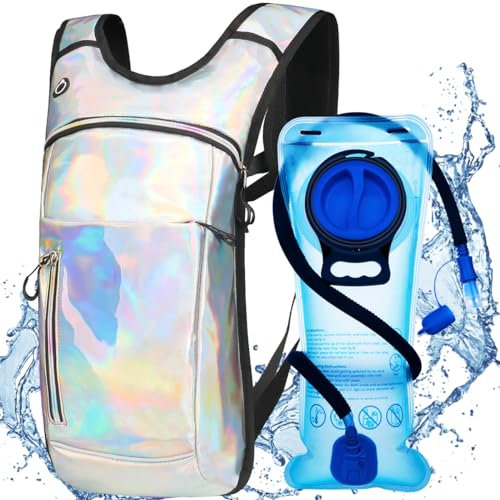 Trinkrucksack, Wasserrucksack mit 2L Trinkblase, Rave Rucksack Hydration Pack, Festival Essential für Raves, Wandern, Radfahren, Klettern, Laufen, Outdoor, Camping und mehr