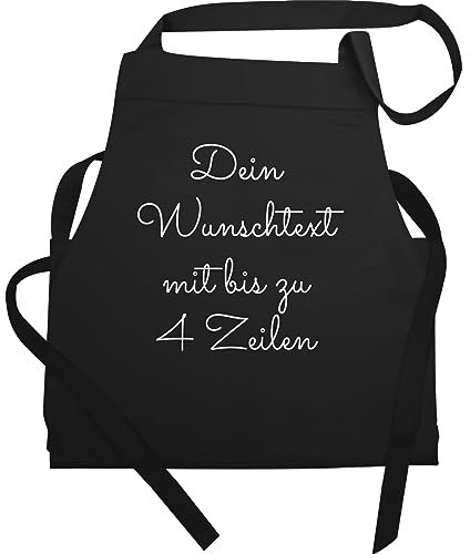 Schürze - Aufdruck selbst gestalten - Wunschtext I Geschenk personalisiert - 60x87 - Schwarz - avental personalizado personalisierte kochschürze damen 4 zeilen bedrucken küchenschürze