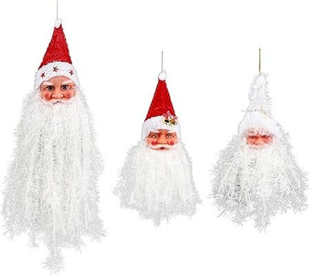 HOOTNEE 3st Weihnachtsmann Bart Weihnachtsfigur Zum Aufhängen Langer Bart Weihnachtsverzierung Weihnachtszwerg Sankt Ornamente Plüsch Weihnachtszwerge Weihnachtsbaum Haushalt Ballaststoff