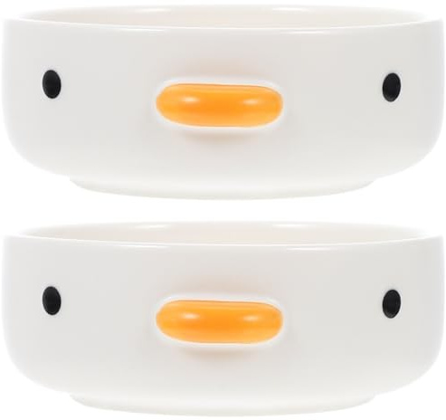 Warmhm Cartoon Chick Design Ceramic Dessert Bowl 2-Pack Mini Dessert Bowl for Snacks Candy Fruit Salad and Baked Goods Household Food for Home Restaurants Catering Bars