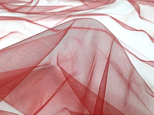 Tüll Stoff Meterware - 160 cm Breite - quer-elastischer, weicher Tüllstoff - Uni Deko Stoff (Rot)